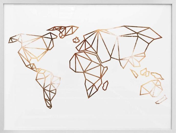 Produktbild Trenddeko Origami Weltkarte - Kupferoptik (30 x 24 cm)
