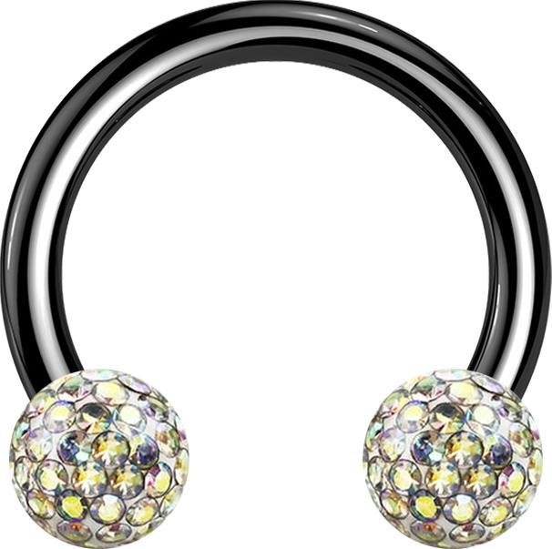 Immagine prodotto Star Piercing Micro Circular Barbell nero con due sfere di cristallo strato protettivo epossidico multicolore (senza ottone, Titanio G23)