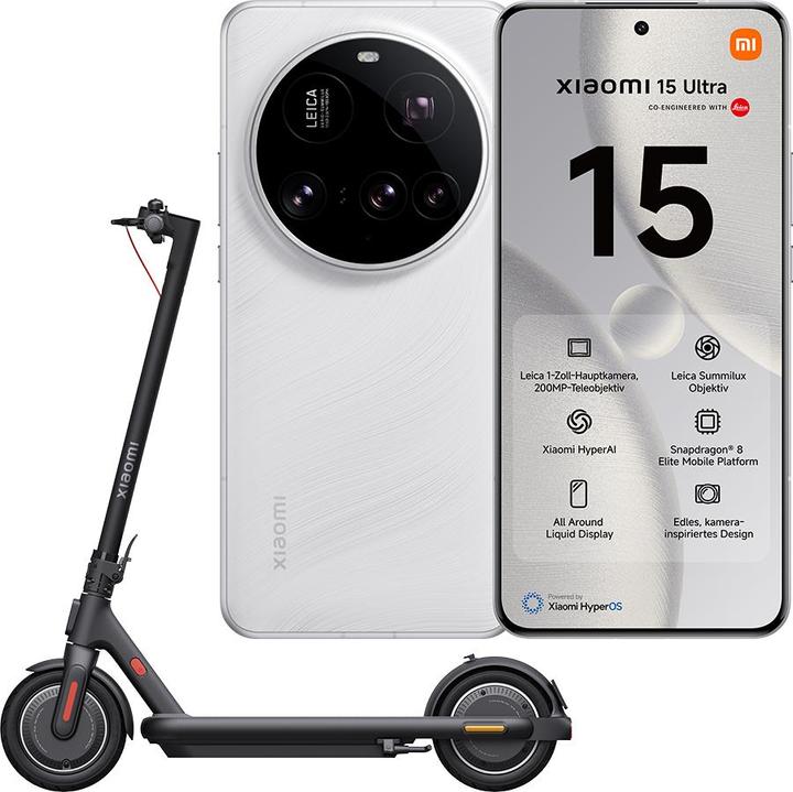Actual product image Xiaomi 15 Ultra + Electric Scooter 4 Pro Plus CH-Edition Launch Bundle (512 GB, White, 6.73", Dual SIM, 50 Mpx, 5G)