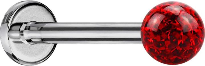 Immagine prodotto Star Piercing Micro Labret argento con sfera di cristallo rossa e strato protettivo epossidico (senza ottone, Titanio G23)