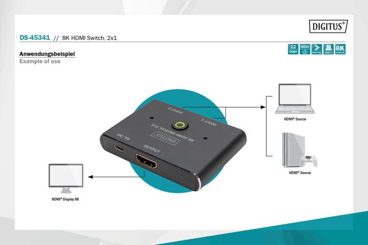 Produktbild Digitus 8K HDMI Switch, 2x1