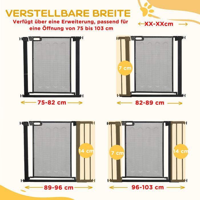 Image du produit Swisshandel24 Porte d'escalier pour animaux Porte pour chiens, réglable de 75 cm à 103 cm, noir