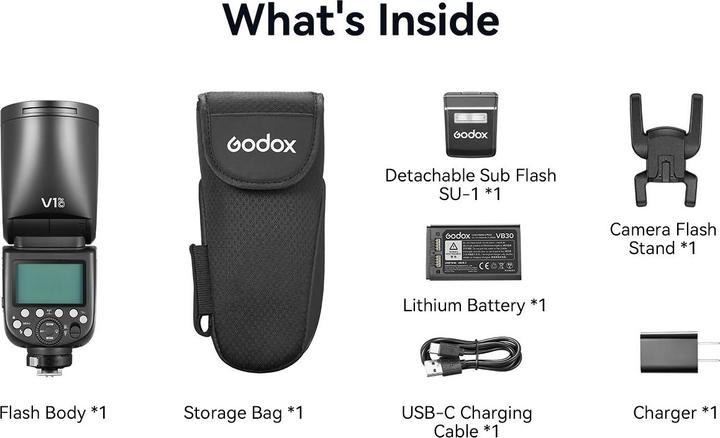 Actual product image Godox V1PRO-O (Plug-on flash, Panasonic, Om System, Olympus)