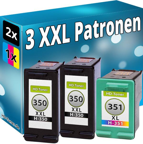 Actual product image Druckfuxx Set 3x TINTE PATRONE für HP 350+351 XL C4340 C4380 C4385 C4400 C4424 C