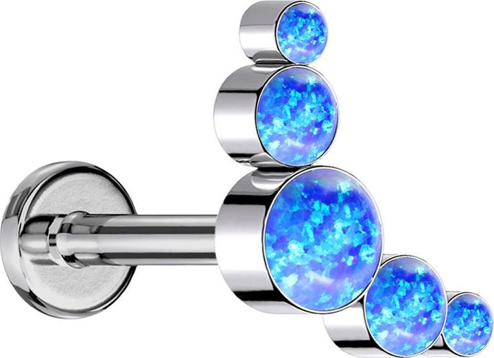 Produktbild Star Piercing Micro Threadless Labret silber fünf Opale blau (Titan G23, ohne Messing)