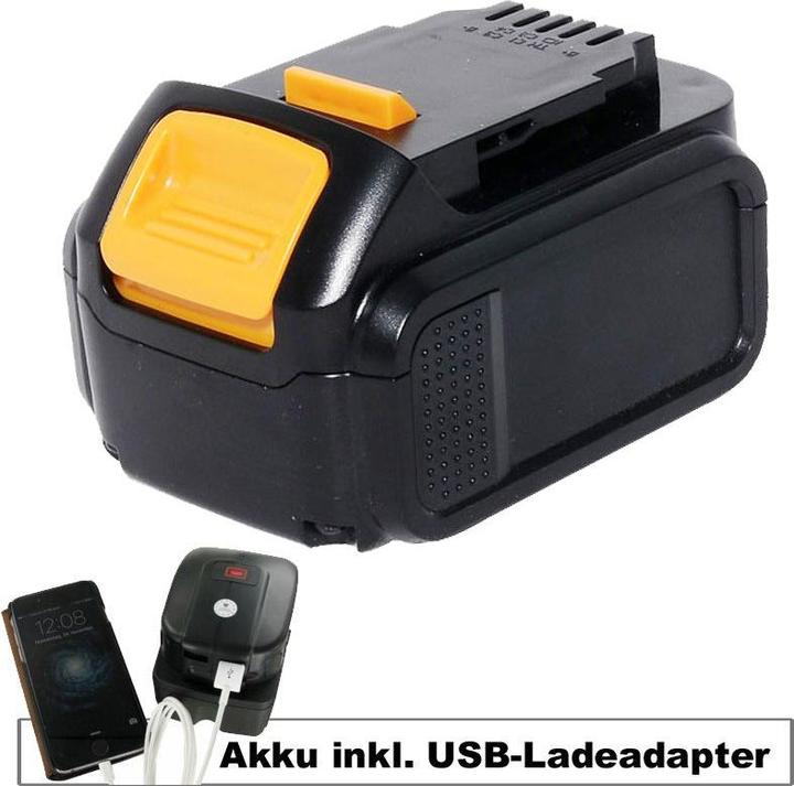 Produktbild DeWalt Akku und USB-Ladeadapter passend für Akku DCB140, DCB141-XJ, DCB143-XJ, DCB145 (14.4 V)