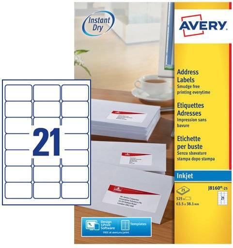 Actual product image Avery J8160-25 correspondence label White