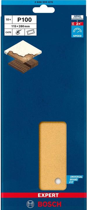 Produktbild Bosch Professional Zubehör EXPERT C470 Schleifpapier mit 14 Löchern für Schwingschleifer, 115 x 280 mm, G 100, 10-tlg. (100)