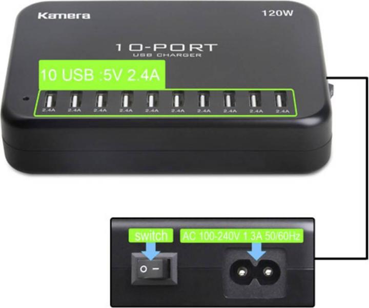 Actual product image Lvsun USB charging station 120W Smart 10- (120 W)