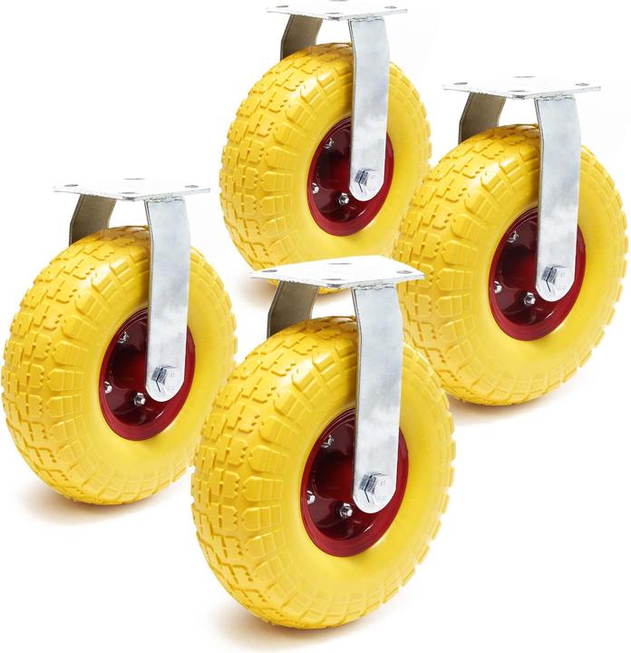 Produktbild Wiltec Bockrollen Set 4x Transportrolle 258mm Metallfelge 150kg pannensicher