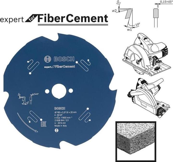 Actual product image Bosch Professional Zubehör Expert circular saw blade for fibre cement, 160 x 20 x 2.2 mm, 4