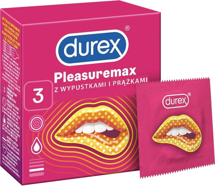 Durex Pleasuremax ribbed condoms with tabs 3pcs (3 Stk.)