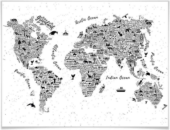 Immagine prodotto Trenddeko Mappa del mondo - Intorno al mondo (80 x 60 cm)