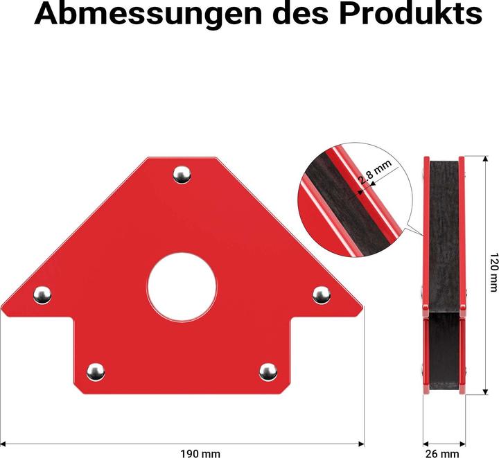 Produktbild Wiltec Schweissmagnet 11kg Schweisswinkel 120x80x15mm Magnetwinkel Schweisszubehör