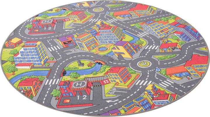Snapstyle Kinder Spiel Teppich Little Town 3D Rund (Rund)