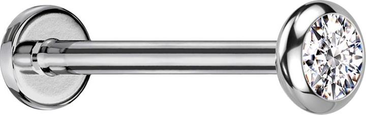 Star Piercing Micro Threadless Labret silber Scheibe abgerundet Kristall silber (Titan G23, ohne Messing)