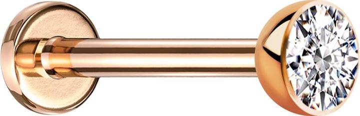 Produktbild Star Piercing Micro Threadless Labret rosegold Halbkugel mit Kristall silber (Titan G23, ohne Messing)