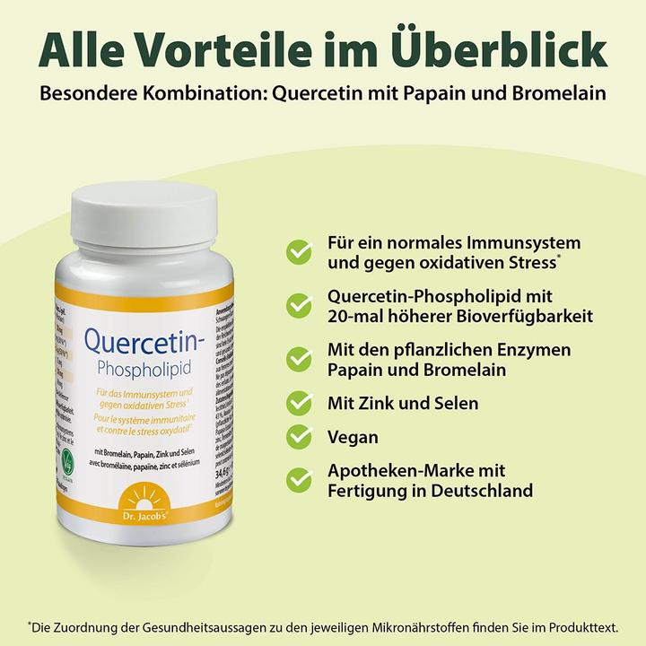 Nährwerte und Zutaten Dr. Jacob's Quercetin-Phospholipid (60 Stück, Kapseln, 57 g)