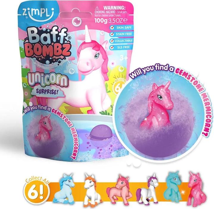 Zimpli Kids Zimpli Baff Bombz Überraschung mit sammelbarer Einhornfigur, Badebomben-Spielzeug