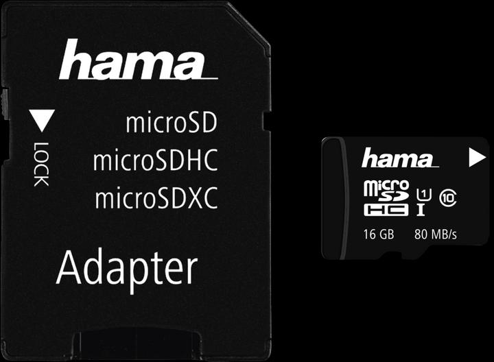 Actual product image Hama microSDHC 16GB +Adapter/Mobile (16 GB, microSDHC, U1, UHS-I)