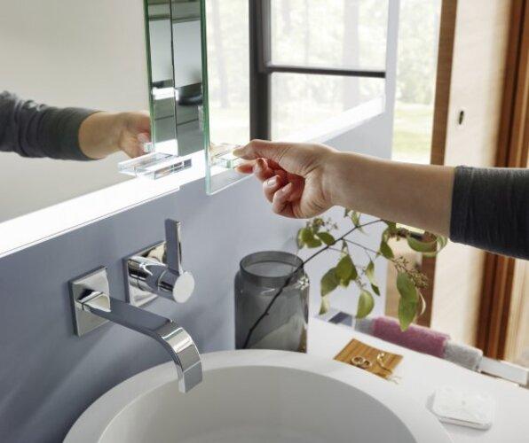 Actual product image Emco asis evo Illuminated mirror cabinet, surface-mounted model, 2 doors, 800 mm