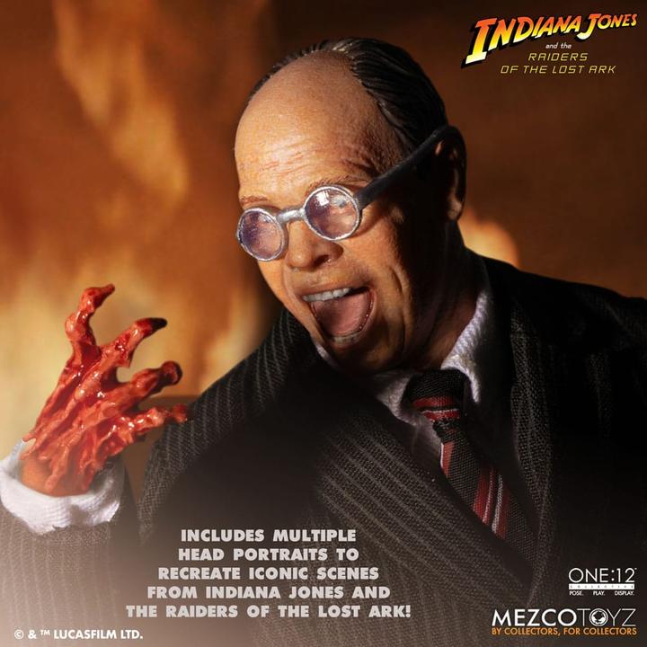 Actual product image Mezco Toys Indiana Jones Action Figure 1/12 Major Toht and Ark of the Covenant Deluxe Boxed Set 16 cm
