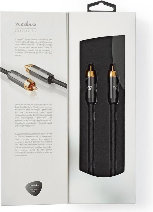 Immagine prodotto Nedis Cavo subwoofer | RCA | Placcato oro | 3,00 m | Rotondo | 4,5 mm | Antracite / Grigio canna di fucile (3 m, Cinch)