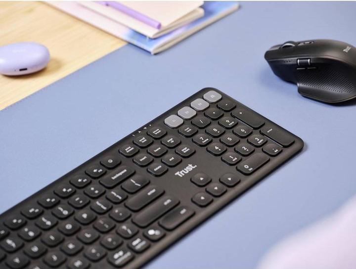 Produktbild Trust Vaiya Kabellose Tastatur für mehrere Geräte - Schwarz DE (DE, Kabellos)