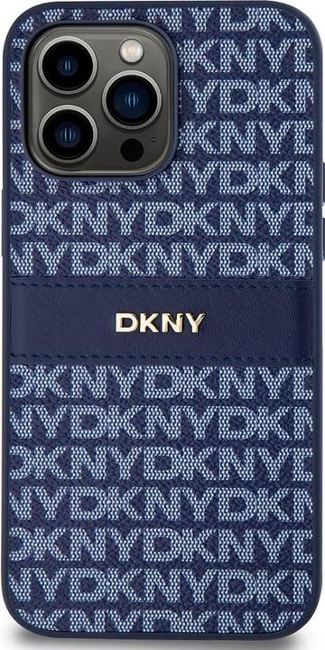 Image du produit DKNY PU Cuir Motif Répétition Bande Tonale Etui pour iPhone 14 Pro Bleu (Apple iPhone 14 Pro)