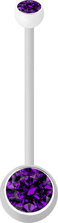 Image du produit Star Piercing Banane grossesse blanche avec deux boules cristal violet (Bioflex, sans laiton)