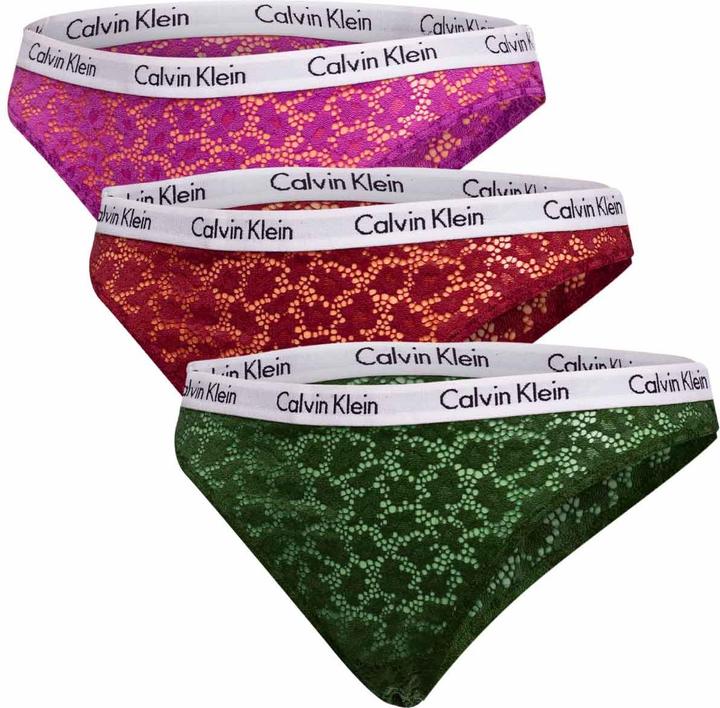 Actual product image Calvin Klein Ladies 3Pk 26E Bikini Style Underwear, Intense Plum/RED Carpet/Olive, S (3 Pack) (S)