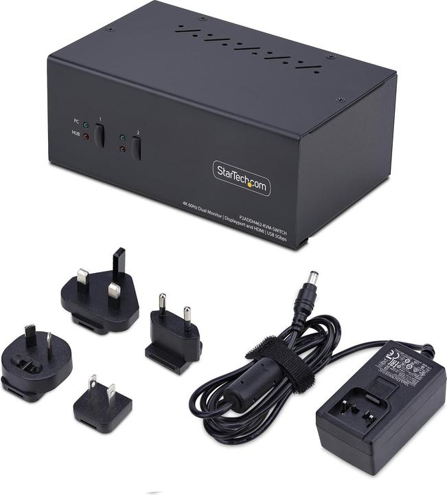 Actual product image StarTech .com P2ADDH462-KVM-SWITCH, 3840 x 2160 pixels, 4K Ultra HD, 36 W, Black