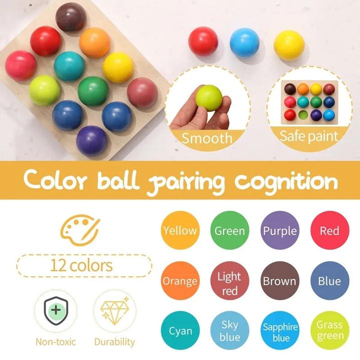 Produktbild Activity Board Holzspielzeug für Kinder frühe Bildung Vorschule Spielzeug Regenbogen Ball Matching Sensory Game