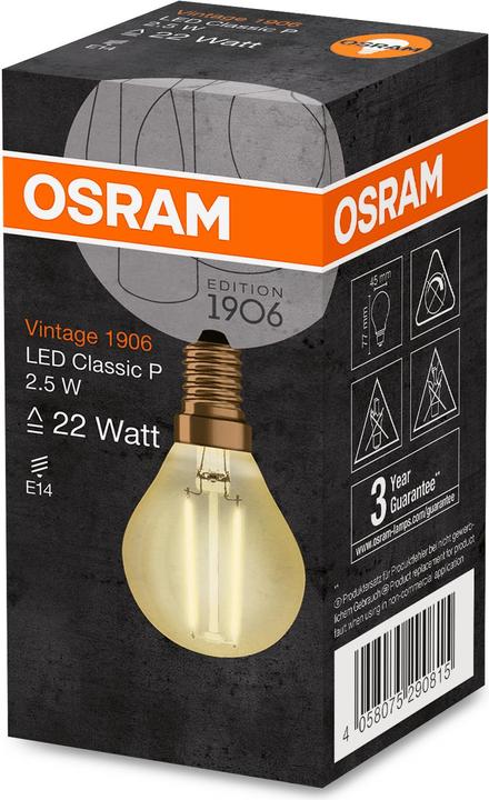 Produktbild Osram Vintage 1906 Led Classic P (E14, 2.50 W, 220 lm, 1 x, F)