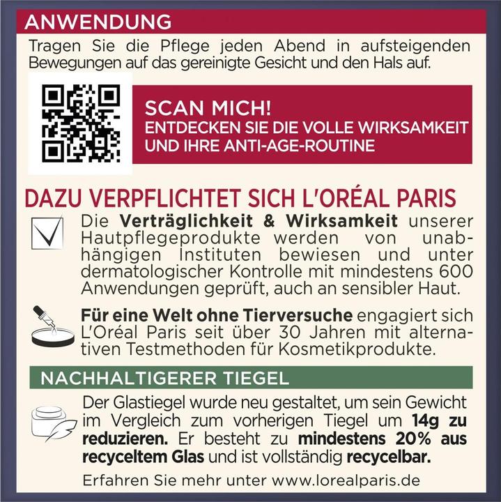 Energie-Label L'Oréal Paris L'Oréal, Revitift Laser x3 CIA, Nachtcreme, 50 ml (50 ml)