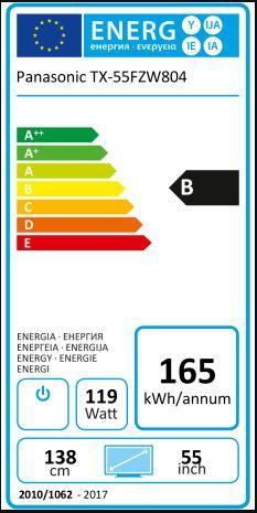 Energie-Label Panasonic TX-55FZW804 (55", OLED, 4K, 2018)