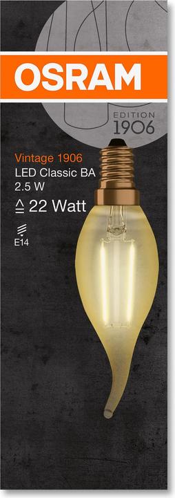 Actual product image Osram vintage 1906 (E14, 2.50 W, 220 lm, 1 x, F)