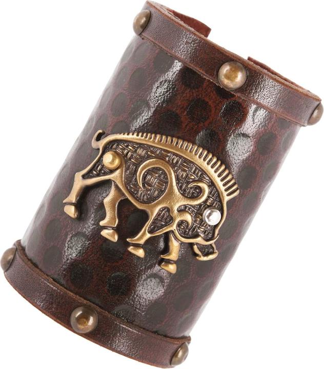 Image du produit Battle Merchant 2 protège-poignets en cuir avec motif celtique de sanglier