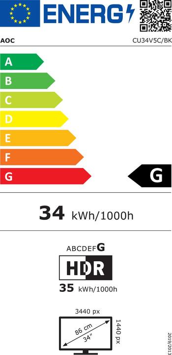 Label énergétique AOC CU34V5C/BK (3440 x 1440 pixels, 34")