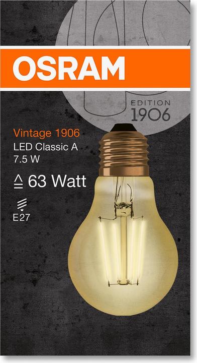 Actual product image Osram Vintage 1906 (E27, 8 W, 950 lm, 1 x, E)