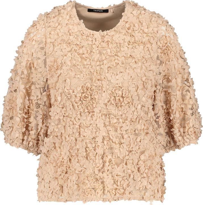 Produktbild Taifun Spitzenshirt mit Blüten-Dekor T-Shirt Kurzarm Rundhals (42)