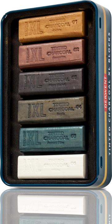 Actual product image Derwent Tinted Charcoal Xl Blocks Tin Of 6 (601057)