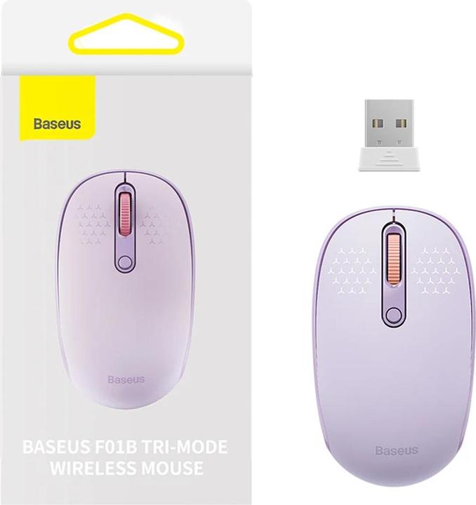 Actual product image Baseus Wireless Mouse F01B Tri-Mode 2.4 G BT 5.0 1600 DPI (purple) (Wireless)