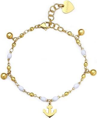 Actual product image Sagapo S'Agapo Gold-Plated Bracelet With White Enamel Kotva Vibes Svb60