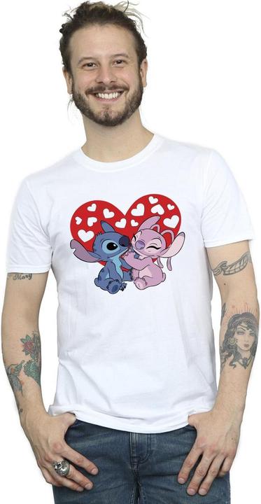 Actual product image Disney Mens Lilo & Stitch Hearts T-Shirt (L)