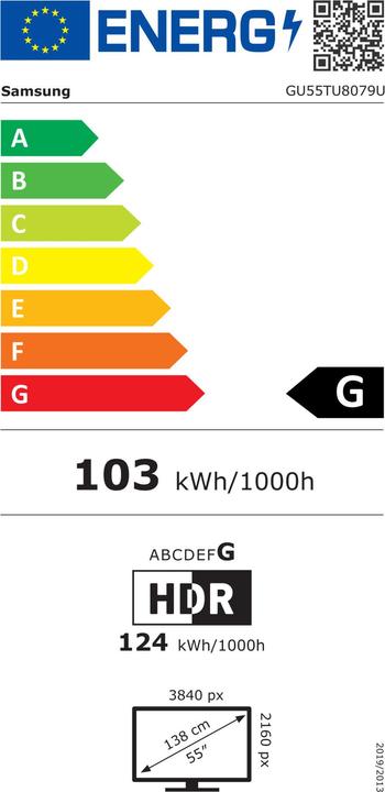 Energie-Label Samsung GU55TU8079 (55", LCD, 4K, 2020)