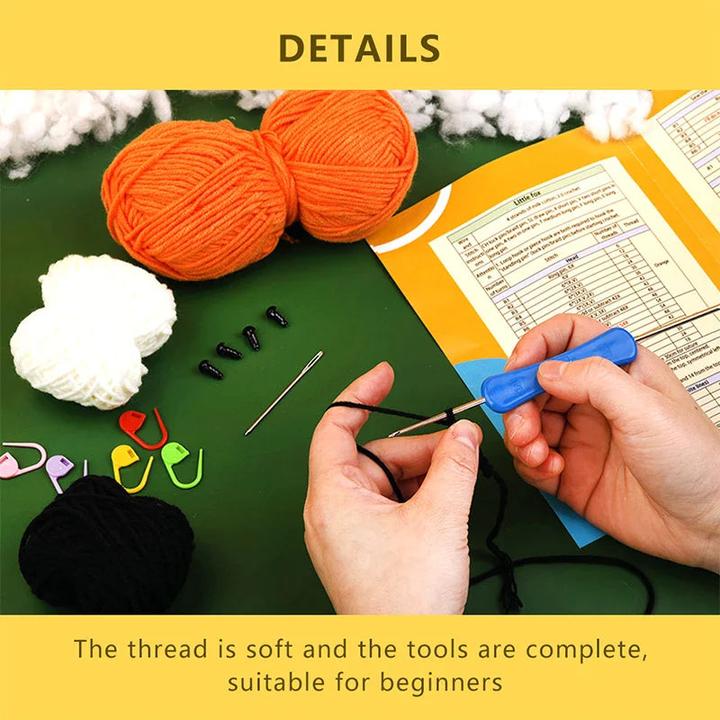 Produktbild Activity Board Häkeltier-Set für Anfänger mit Baumwoll-Strickgarn Garn Nadeln Haken stricken Werkzeug-Set DIY