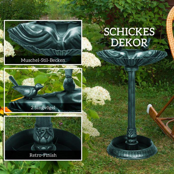 Actual product image Swisshandel24 Vogeltränke Stehend, Vogelbad aus Kunststoff, frostsicher Vogelbecken Dunkelgrün