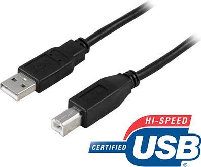 Actual product image Deltaco Kbl USB 2.0 A-B 2.0m Type A ha - B ha svart (2 m, USB 2.0)
