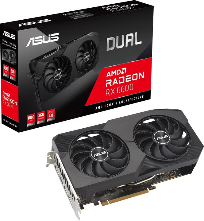 Actual product image ASUS DUAL-RX6600-8G-V2,HDMI,DP,Active (8 GB)
